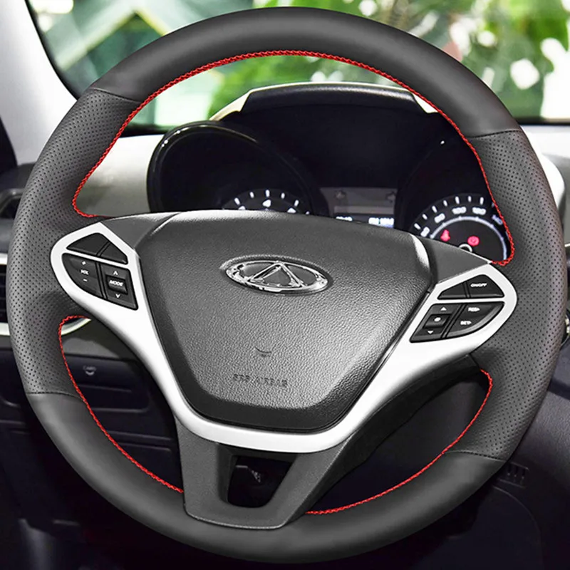 2013-2017 for Chery arrizo 7 arrizo 3diy custom black hand sewn steering wheel cover car interior