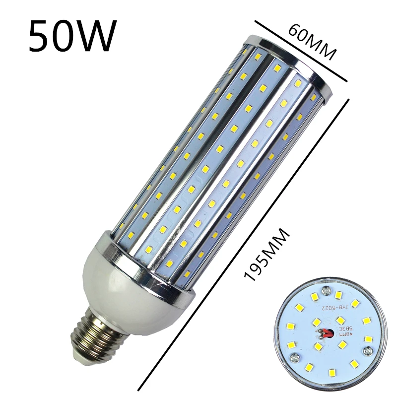 LED Bulb Aluminum shell lamp 50W 110V 220V E14 E26 E27 B22 LED Corn light street lamp Cool Warm White