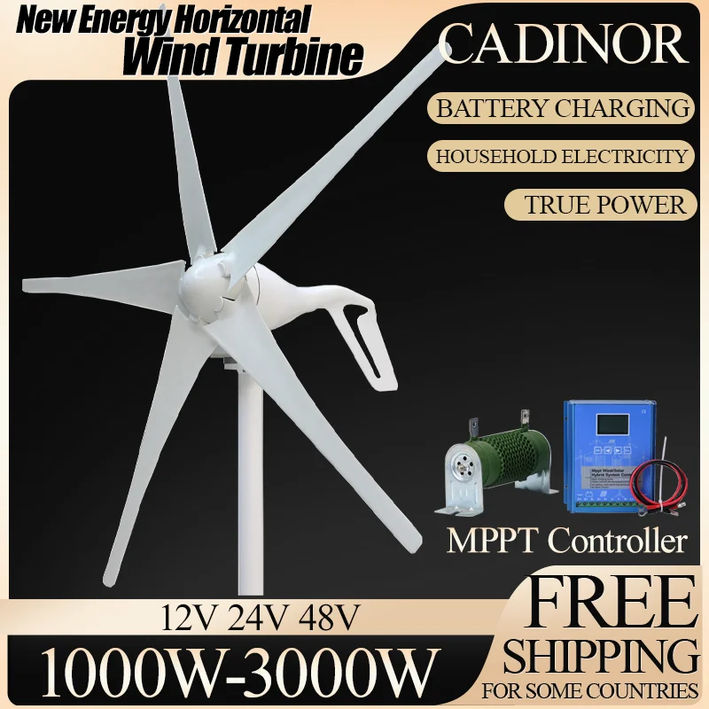 3000W Wind Power Generator 3Phase AC 12V24V 48V Small Wind Turbine for Home With MPPT Controller Europe Warehouse 5 Blades