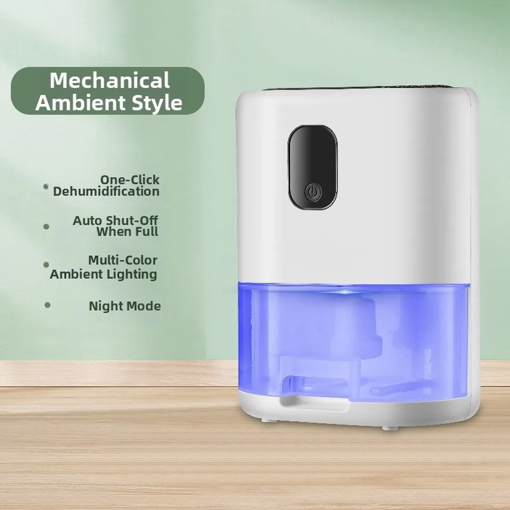

1000ML Slim Dehumidifier for Indoor Use in Bedroom Kitchen Basement 300ml Day Humidity Reduction 35dB Quiet Portable Unit