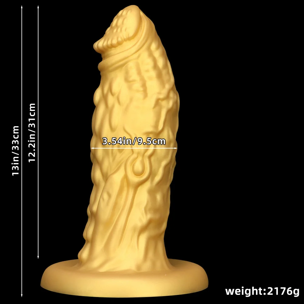 33*9.5cm Special-shaped Realistic Dildo Gold Liquid Silicone Anal Plug Realistic Penis Adult Sex Toy Female Masturbator for Gay