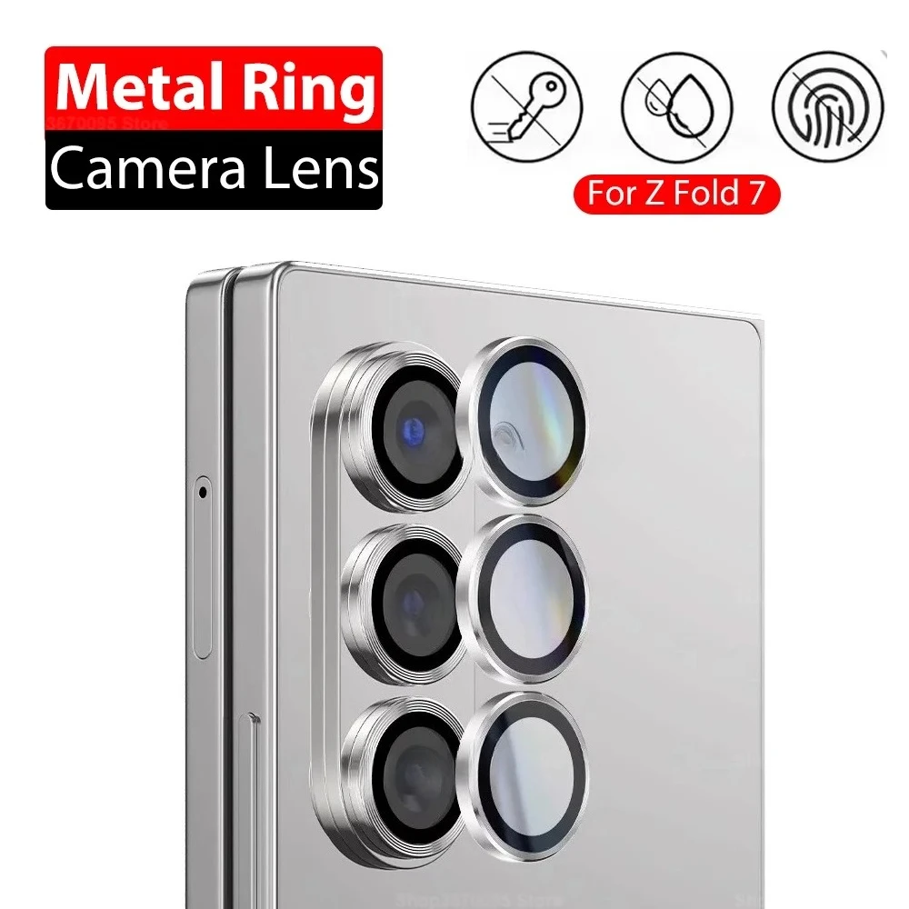Practical HD Metal Lens Ring Cover For Samsung Galaxy Z Fold 7 6 Anti-Fingerprint Anti-Scratch Tempered Glass Lens Protect Film