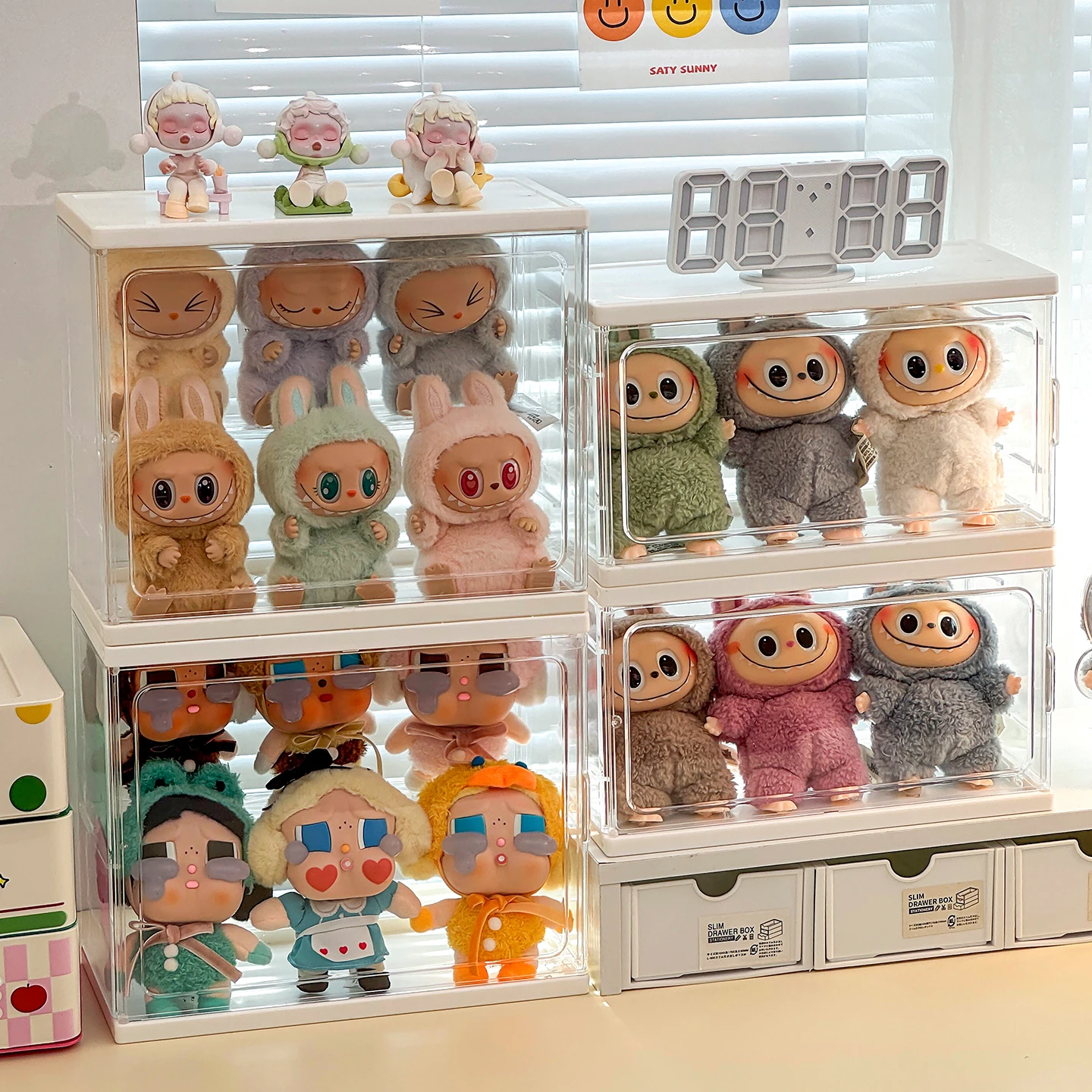 

Acrylic Display Box for Labubu Dolls Blind Box Handmade Display Rack Plush Toy Storage Cabinet Transparent Cotton Doll Organizer