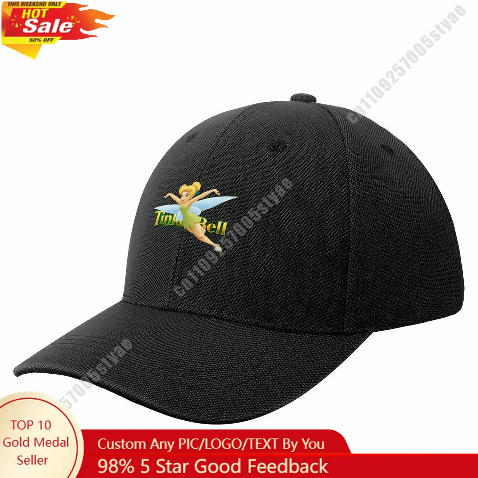 

Tinker Bell Baseball Cap Disney Licensed Customizable Your DIY Design Upload Images Text Baseball Hat Holiday Birthday Gift