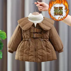 Baby Padded Jacket Winter Thick Warm Coat Girls Lapel Cotton Clothes New Plus Velvet Outerwear Children's Parkas Baby Snowsuit