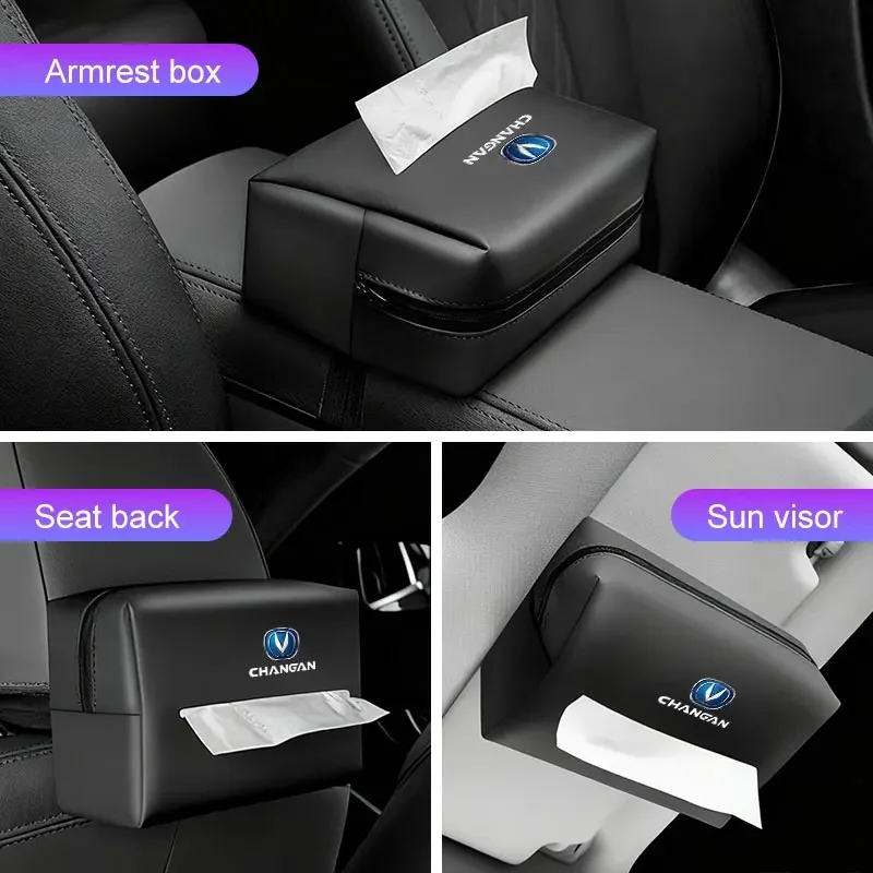 PU Leather Car Hanging Tissue Box for Changan CS55 PLUS CS75 PLUS CS35 ALSVIN S07 S05 PLUS MAX UNI-V Waterproof Auto Accessories