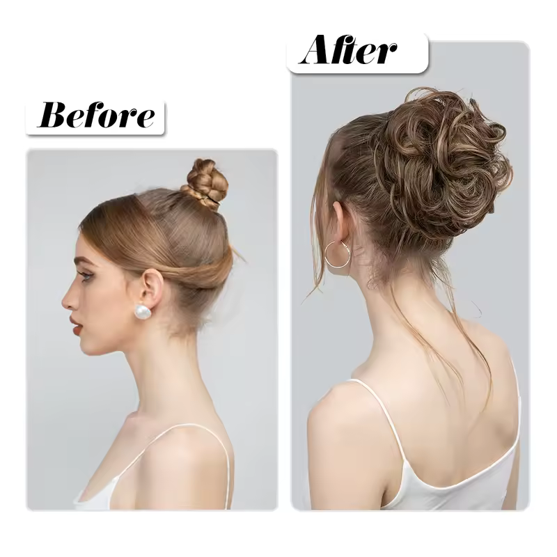 Synthetic Messy Hair Bun Extensions Big Curly Elastic Hair Scrunchies Hairpieces Chignon Donut Updo Hair Pieces for Women - Image 2