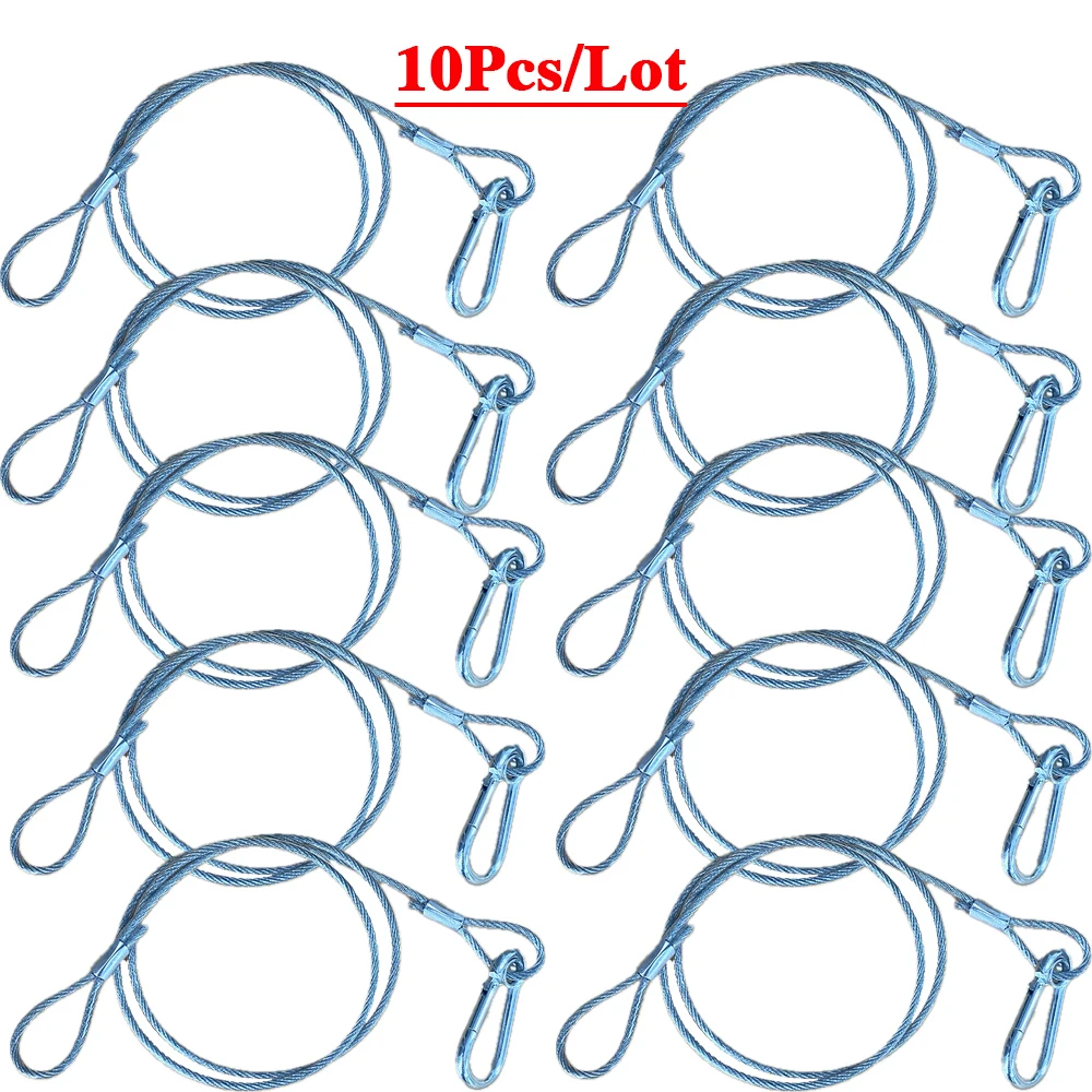 10pcs/15pcs Safety Rope Lighting 3mm Steel Wire 70cm Length DJ Stage Securite Cable Lock For Beam Moving Head LED Par Protection