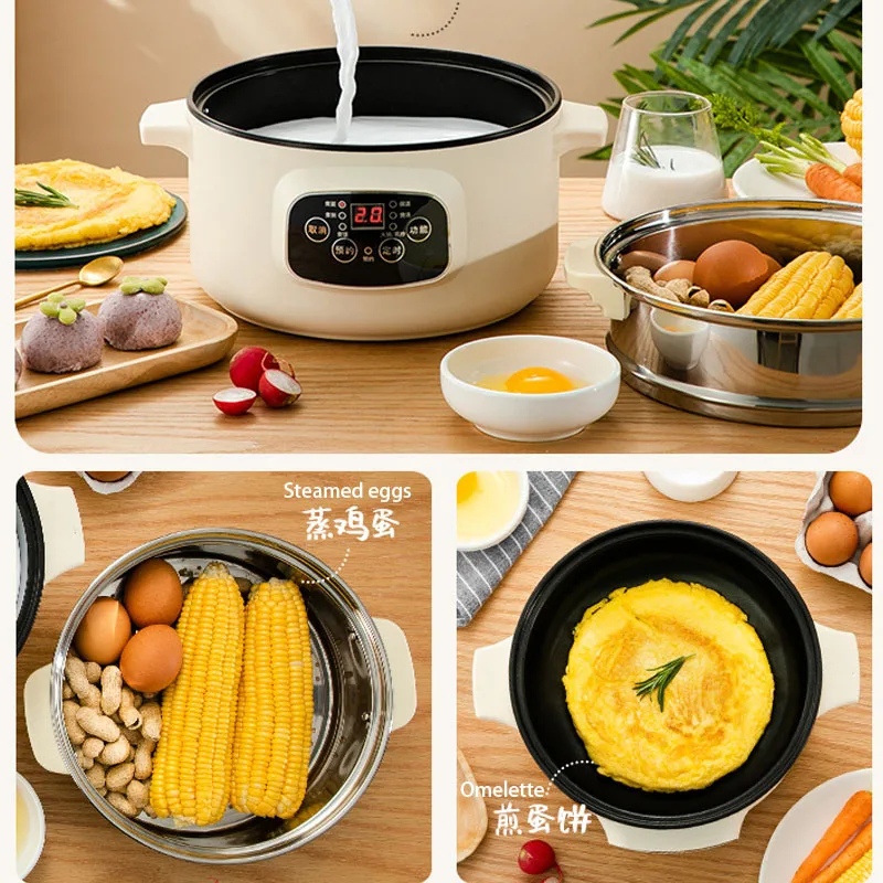 Fogão Elétrico Multifuncional, Panela De Aquecimento, Máquina De Panela De Cozinha, Hotpot, Noodles, Ovos, Vapor De Sopa, Fogão De Arroz, 220V, 110V