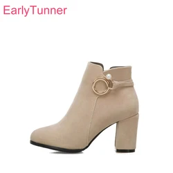 Brand New Sexy Black Beige Women Ankle Wedding Boots Round Toe Lady Party Shoes High Heels EP28 Plus Big Size 33 10 47 52