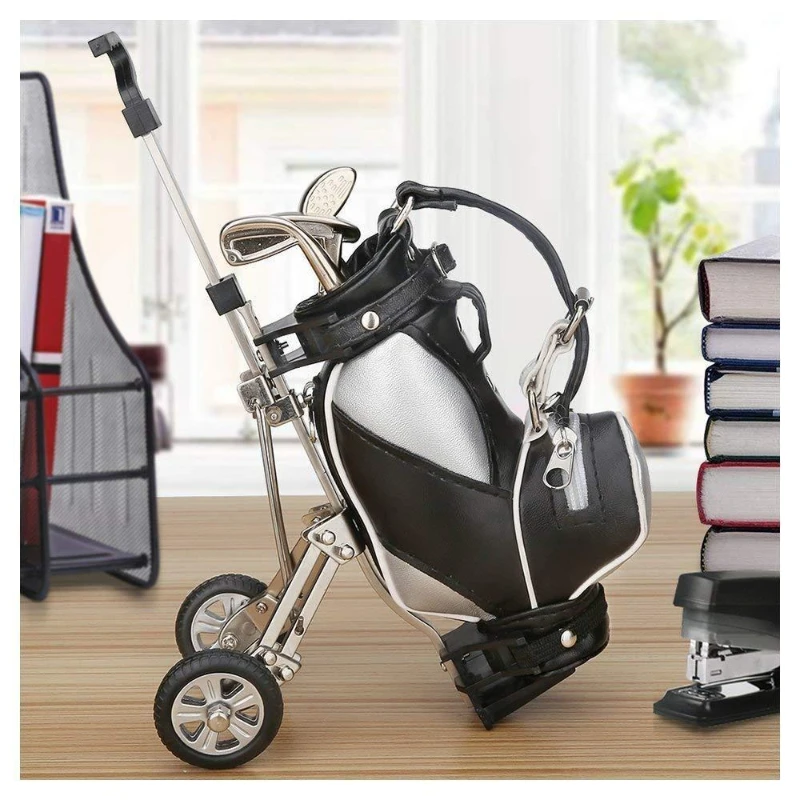 

Decoration Crafts Figurines & Miniatures,Golf Cart Bag Miniature Model Golf Gift Desktop Decor Pen Holder for 3 Pens Office Desk