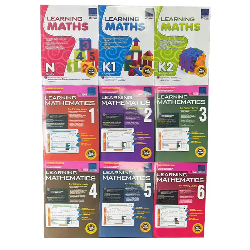 3 livres SAP Learning Mathematics Book Grade N-k2/1-3/4-6, livres d'apprentissage des mathématiques pour enfants, manuel de mathématiques pour l'école primaire de Singapour
