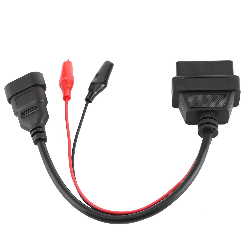Black OBDII Connecting Cable Plastic and Metal 3 Pin Male to 16 Pin Female OBDII Diagnostic Adaptor