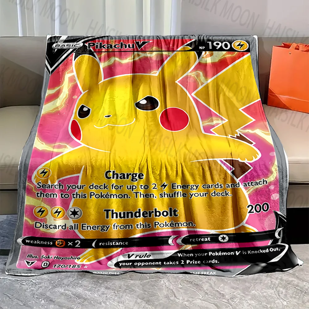 6 Sizes Pokémon Cards Pikachu Printing Blanket Adult Children Warm Blankets Home Travel Soft and Comfortable Blanket for Gifts