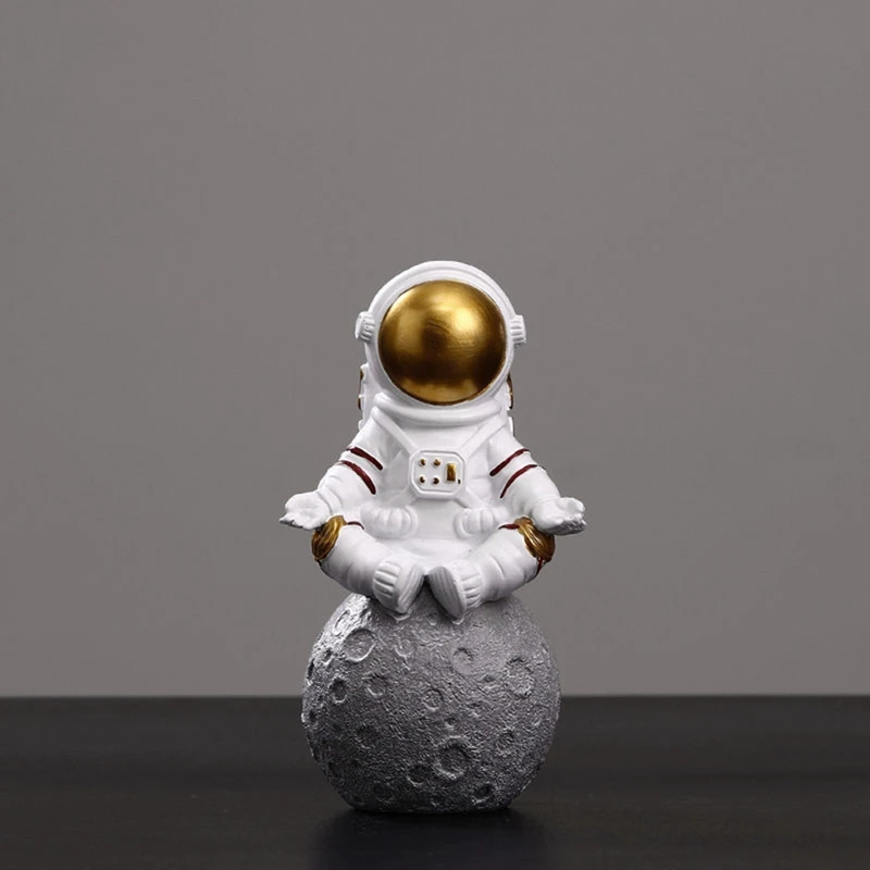 Astronaut And Planet Statue Desk Decor Spaceman Living Room Ornament