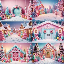 MOON.QG Christmas Houses New Year Backdrop Photography Children Home Party Decoration Background Photographic Studio Back Drop