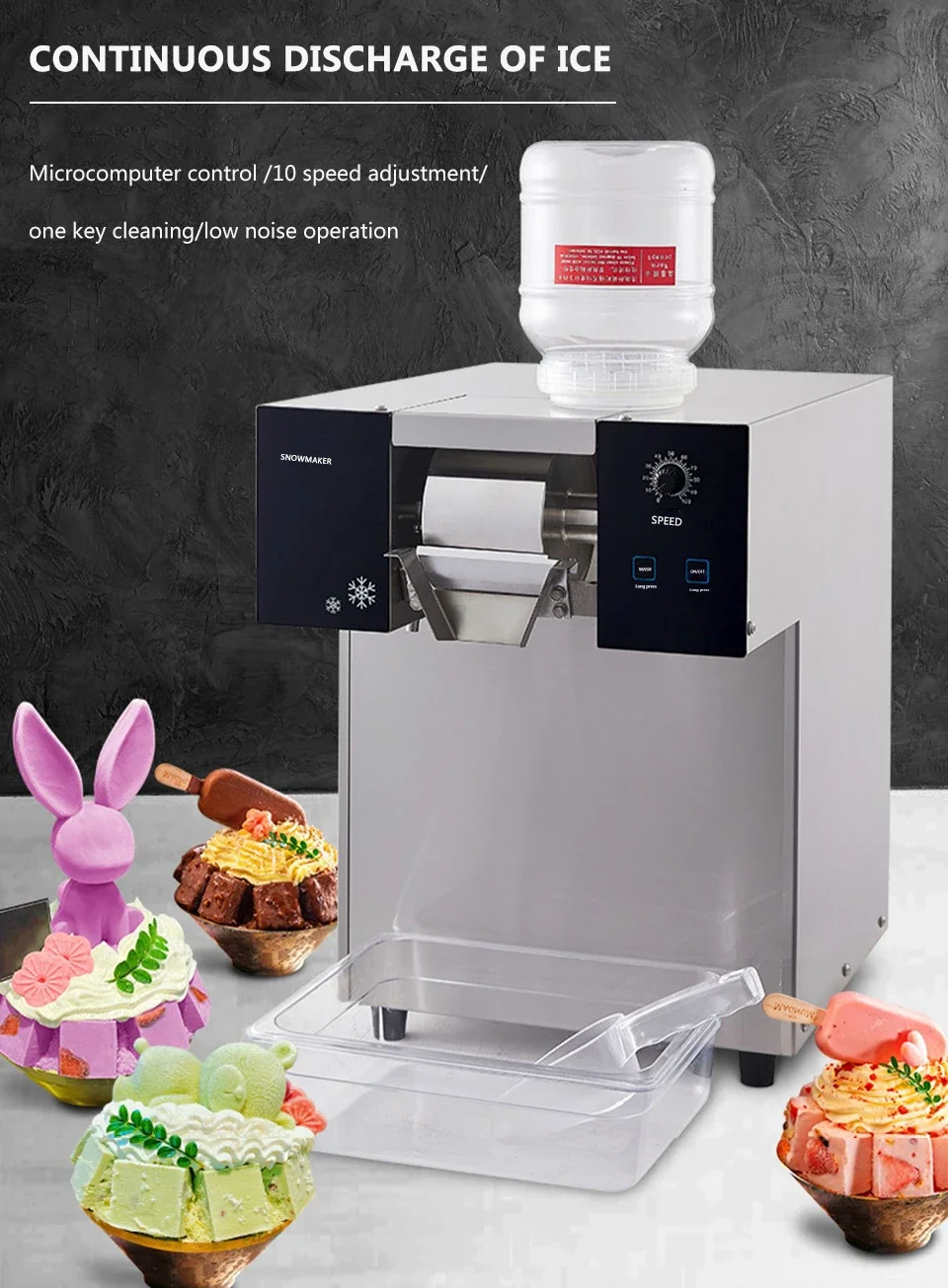 

XEOLEO Commercial Snowflake Ice Machine 1000W Snowflake Crusher Korea Bingsu Machine 180kg/24h Snow Ice Maker