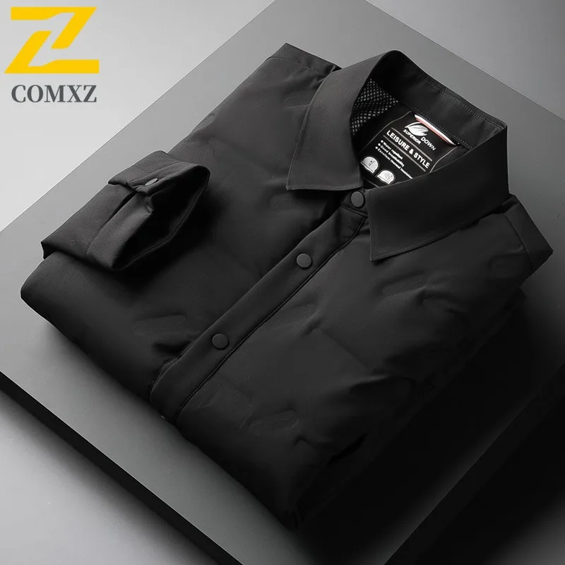COMXZ زوجين بلون معطف منتفخ الرجال سميكة الوقوف طوق الأعمال عارضة معطف مبطن الشباب مبطن سترة واقية خفيفة الوزن