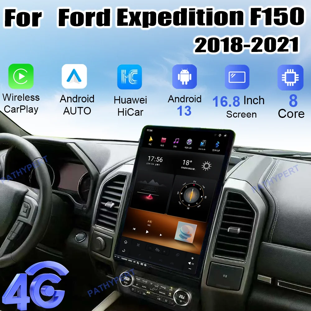 

Автомагнитола Carplay Android 16.8 дюймов для Ford Expedition F150 2018-2021, совместимая с системой Sync, Huawei HICar, видеоплеер, GPS, DSP