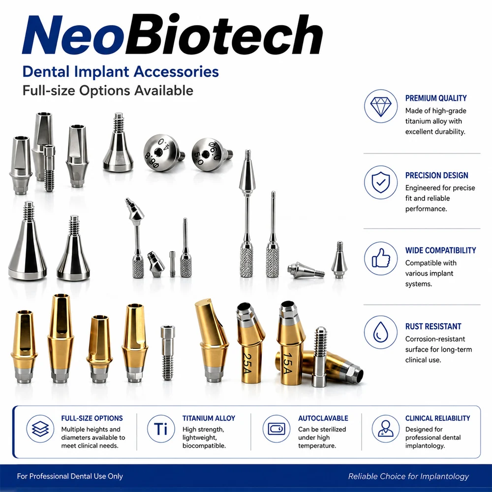 NeoBiotech Multi Unit Abutment Kit Titanium Healing Cap Scan Body Abutment Screw Straight Angled Implant Prosthetic Components