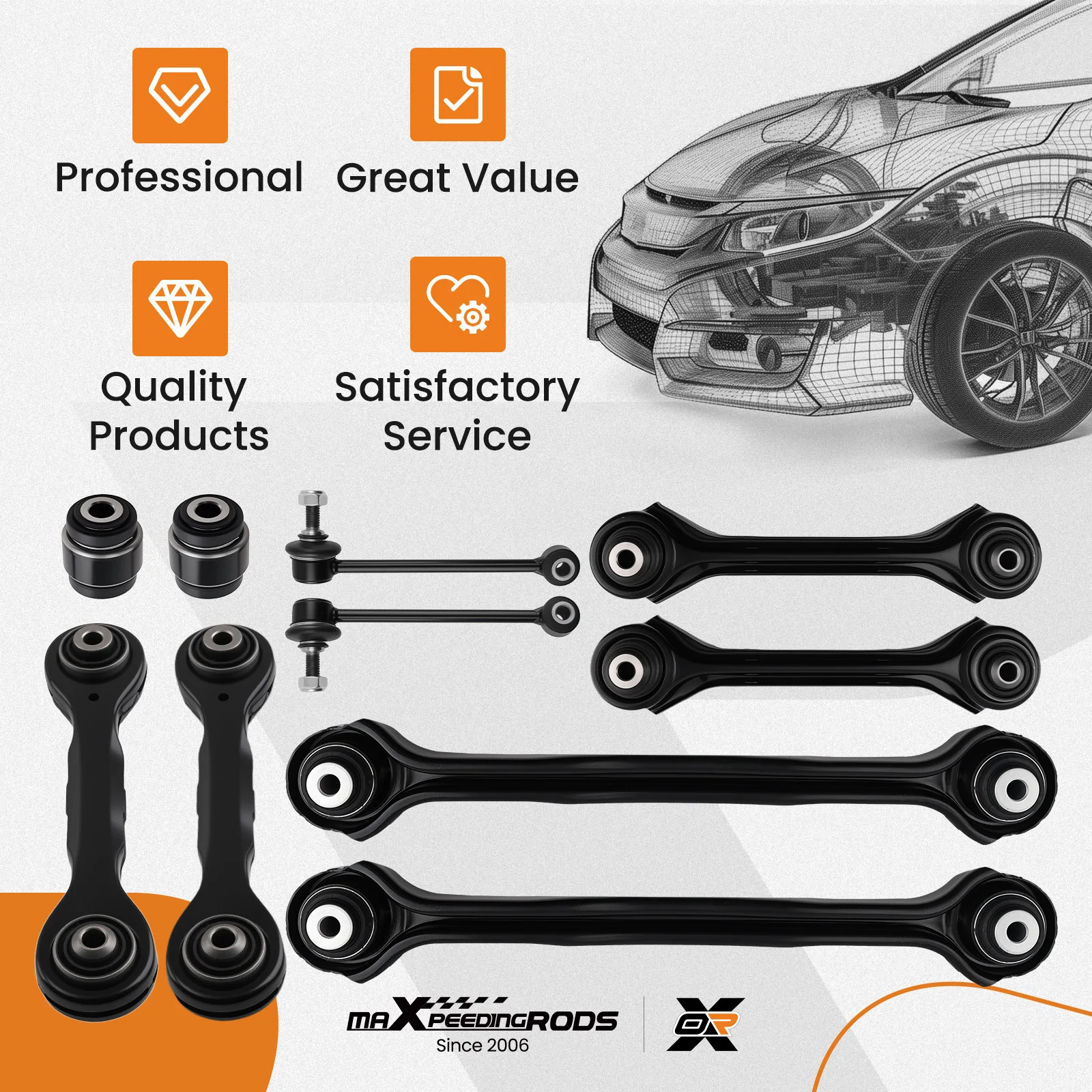 10-Piece Rear Suspension Control Arm Set for BMW 1 Series E81 E87 E82 E88 Left and Right Side Brand New Kit