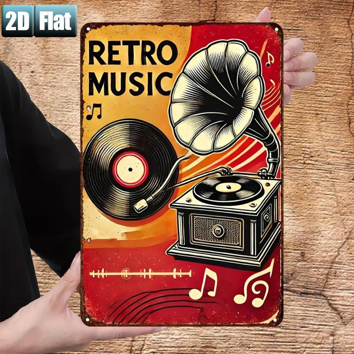 Vintage Metal Tin Sign Retro Gramophone Vinyl Record 8x12 Inch Wall Decor for Bar Garage Home Room