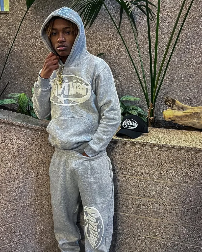

Harajuku versatile high street letter pattern sportswear set American high street casual set hip-hop retro men hoodie sweatshirt