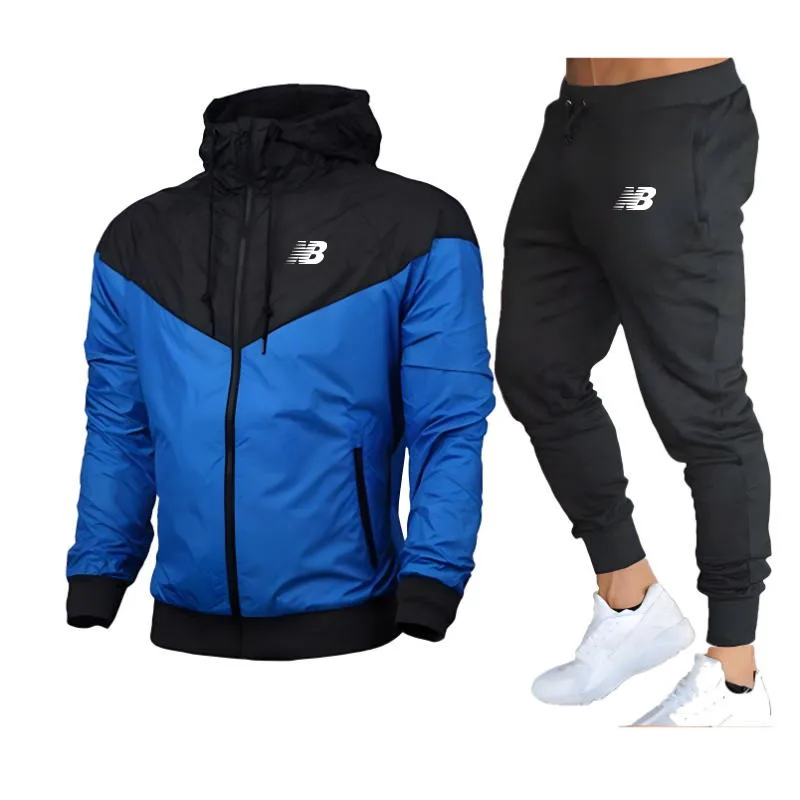 2024 Heren Winter Sport Pak Slim Fit Merk Sportkleding Lange Mouw Hardloopjas, Joggingbroek, Hoge Kwaliteit, 2 Stuks Set