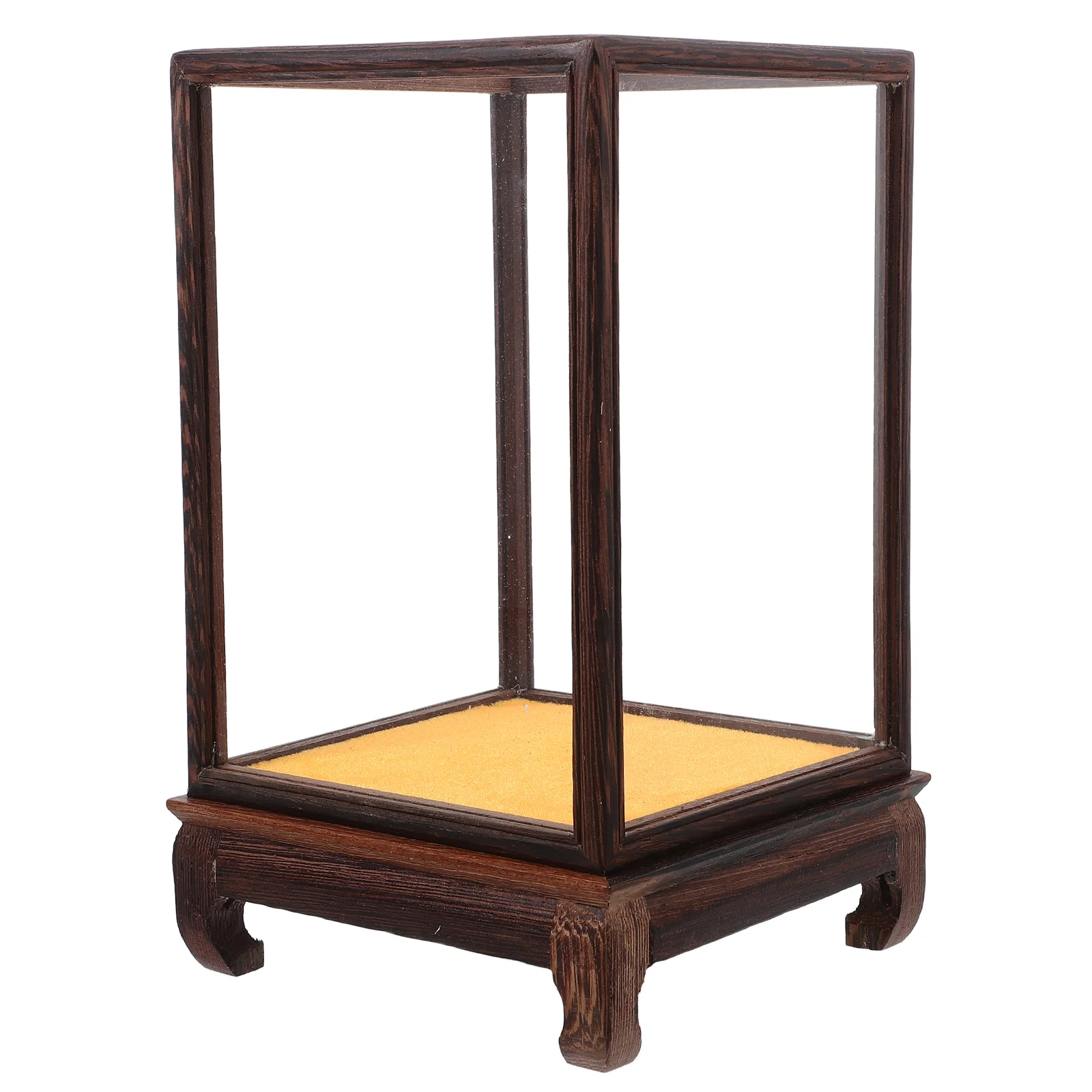 Wood Carving Glass Cover Show Accessory Display Case Models Transparent Box Multi-function