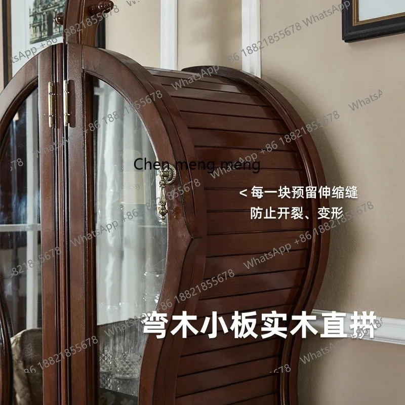 خصم جديد خزانة مشروبات خشبية صلبة أمريكية خزانة عرض أثاث فني خزانة النبيذ خزانة النبيذ الزجاجية #5