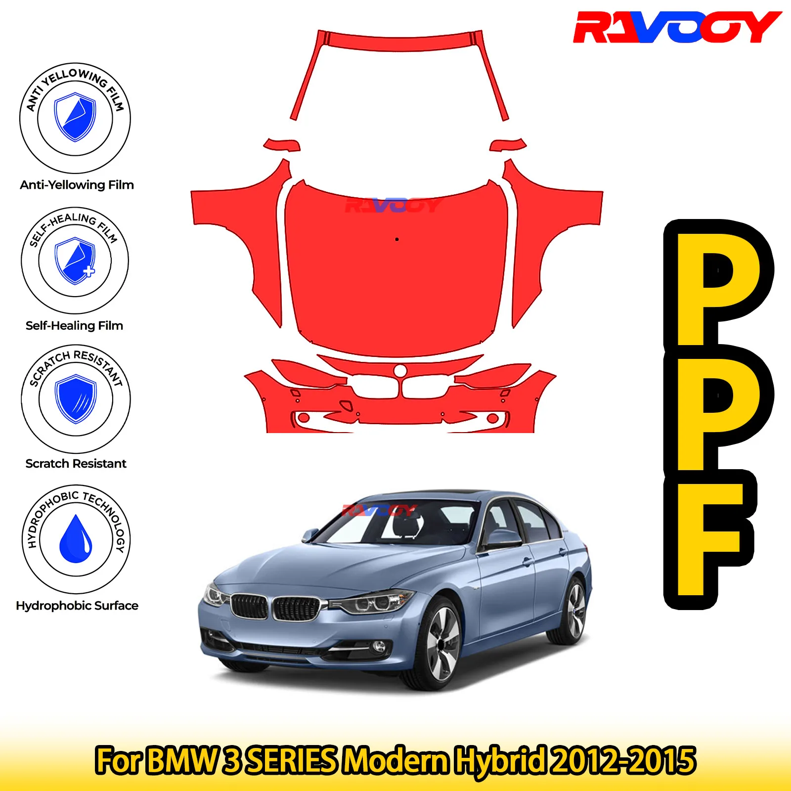 

Для BMW 3 SERIES Modern Hybrid 2012-2015 глянцевая матовая черная предварительно вырезанная передняя защитная пленка PPF Kit