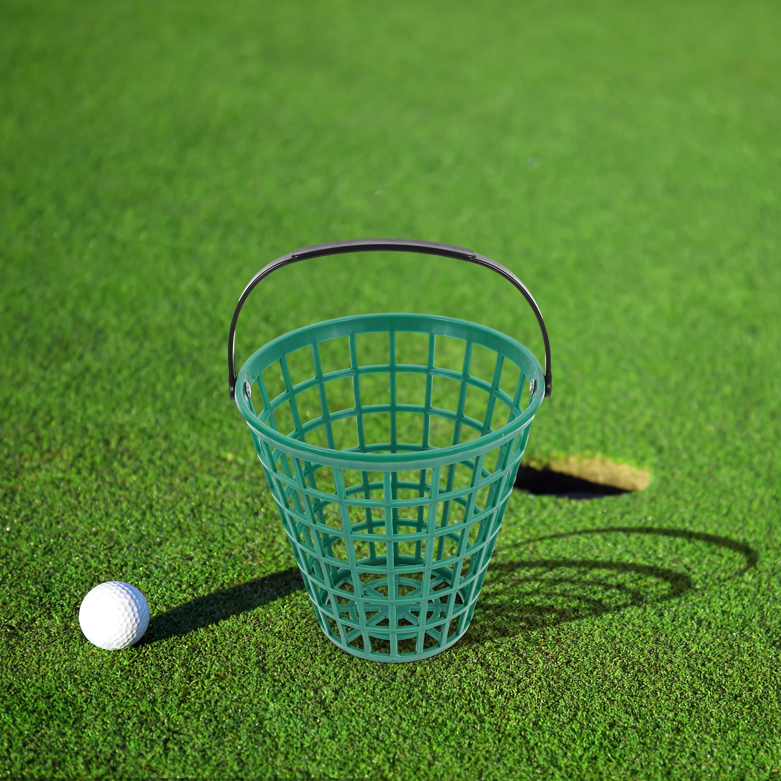 

Golf Pick up Basket Plastic Range Bucket Sport Storage Rack Practice Golfball Hoop Foldable Handle Stackable Design Outdoor