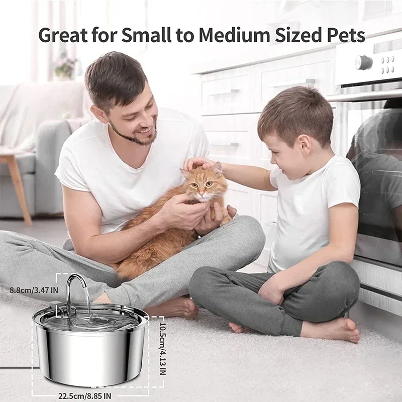 القط نافورة مشروبات تصفية دورة التلقائي 304 الفولاذ المقاوم للصدأ كتم الذكية المياه الشرب موزع مضخة للحيوانات الاليفة شرب السلطانية