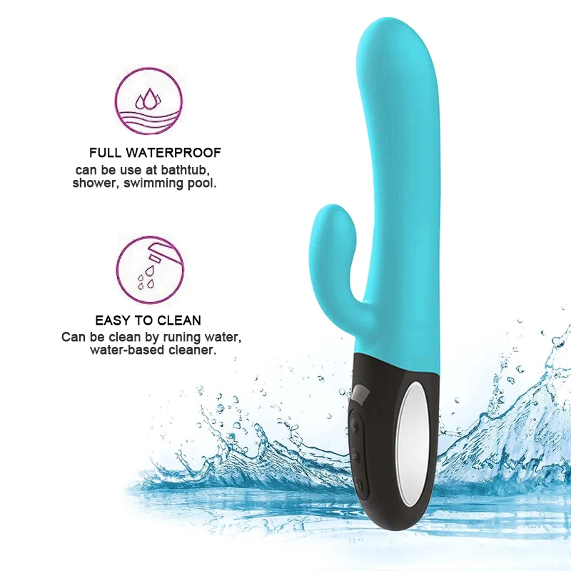 Conejo vibrador para adultos, Juguetes sexuales de conejo azul y negro, con 7 pulverizaciones