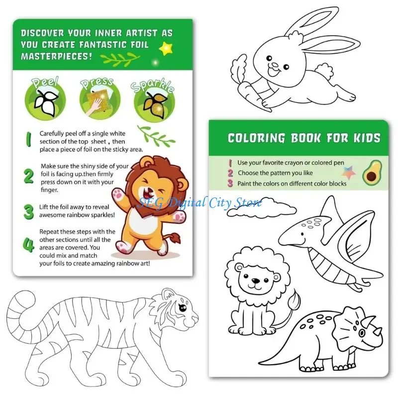 

U75B Coloring Craft Set For Travel Parties And Home with Reusing Foil Sticker Including Colorful Themes For Group Art Fun
