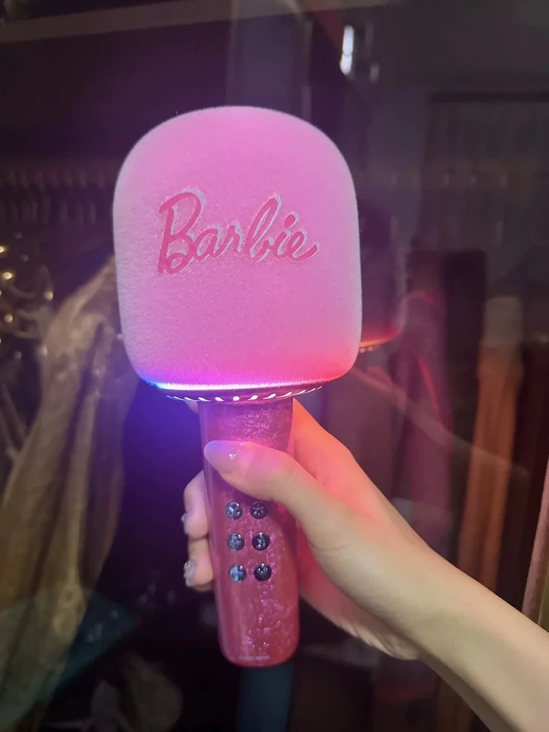 Genuine Maoking Barbie Co-Branded Wireless Bluetooth Karaoke Mic All-In-One Speaker Dream It Do It Barbie Anime Peripheral Toy view 2
