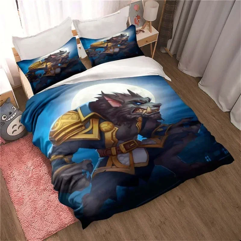 

Werewolf pattern three-piece set, bedroom bed family suit, children's room exquisite quilt cover pillowcase, beautiful gift