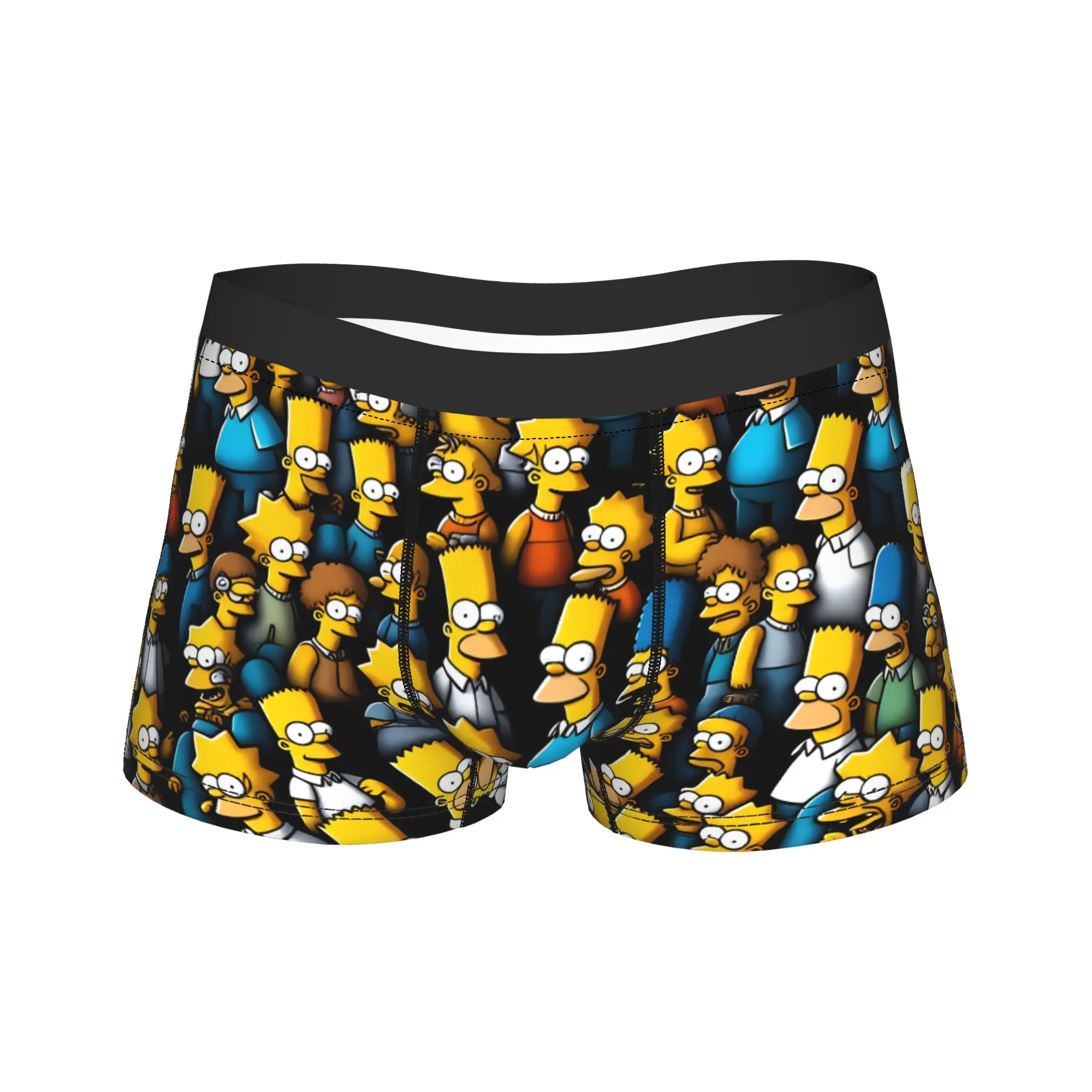 Bart S-Simpsons Faces All Over Print Underwear Customs Boxershorts High Quality Male Panties Sexy Soft Boxer Brief Birthday Gift