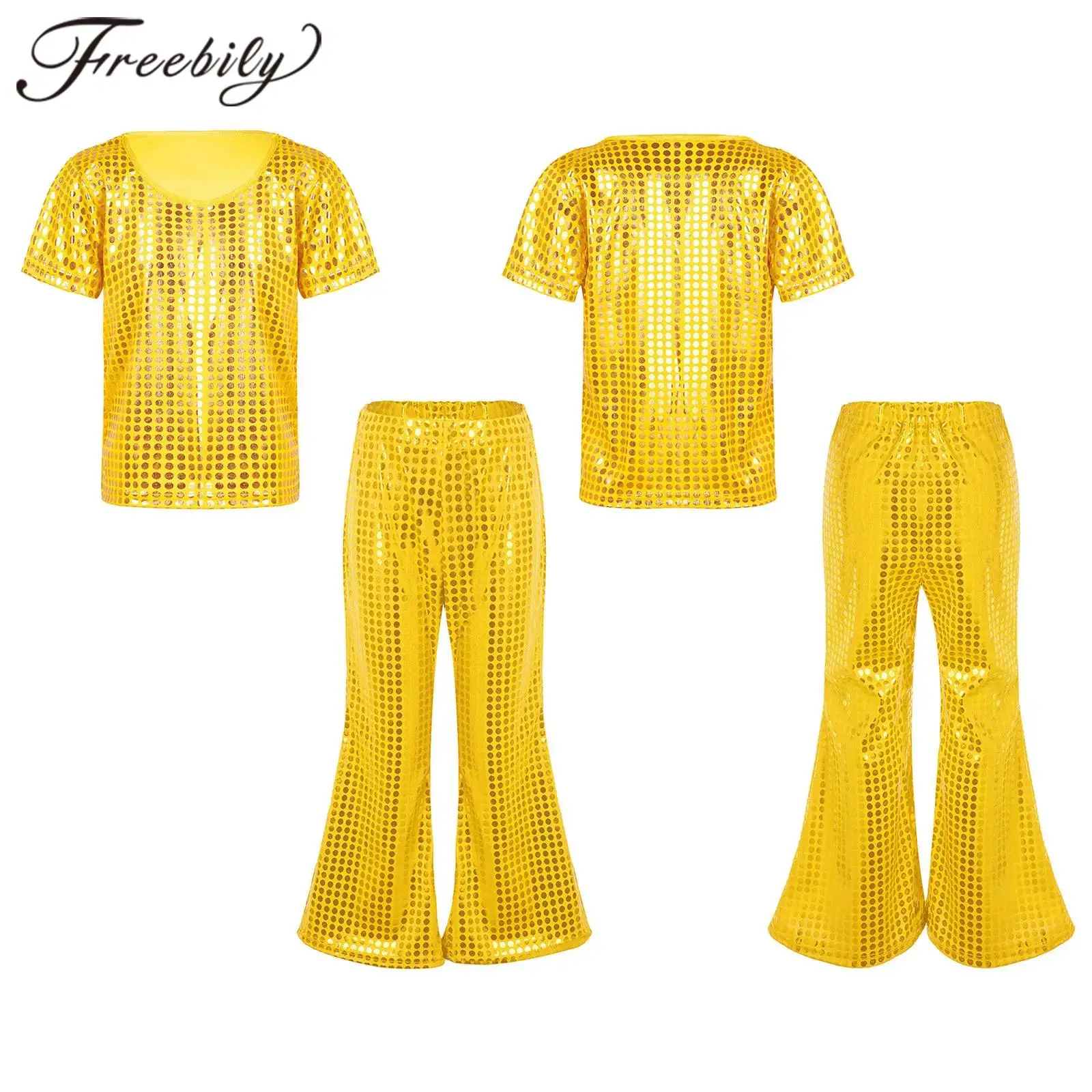 

Hip Hop Dancewear For Boys Girls Children's Jazz Dance Costume Outfits Shiny Sequins Streetwear Party Stage Performance Sets