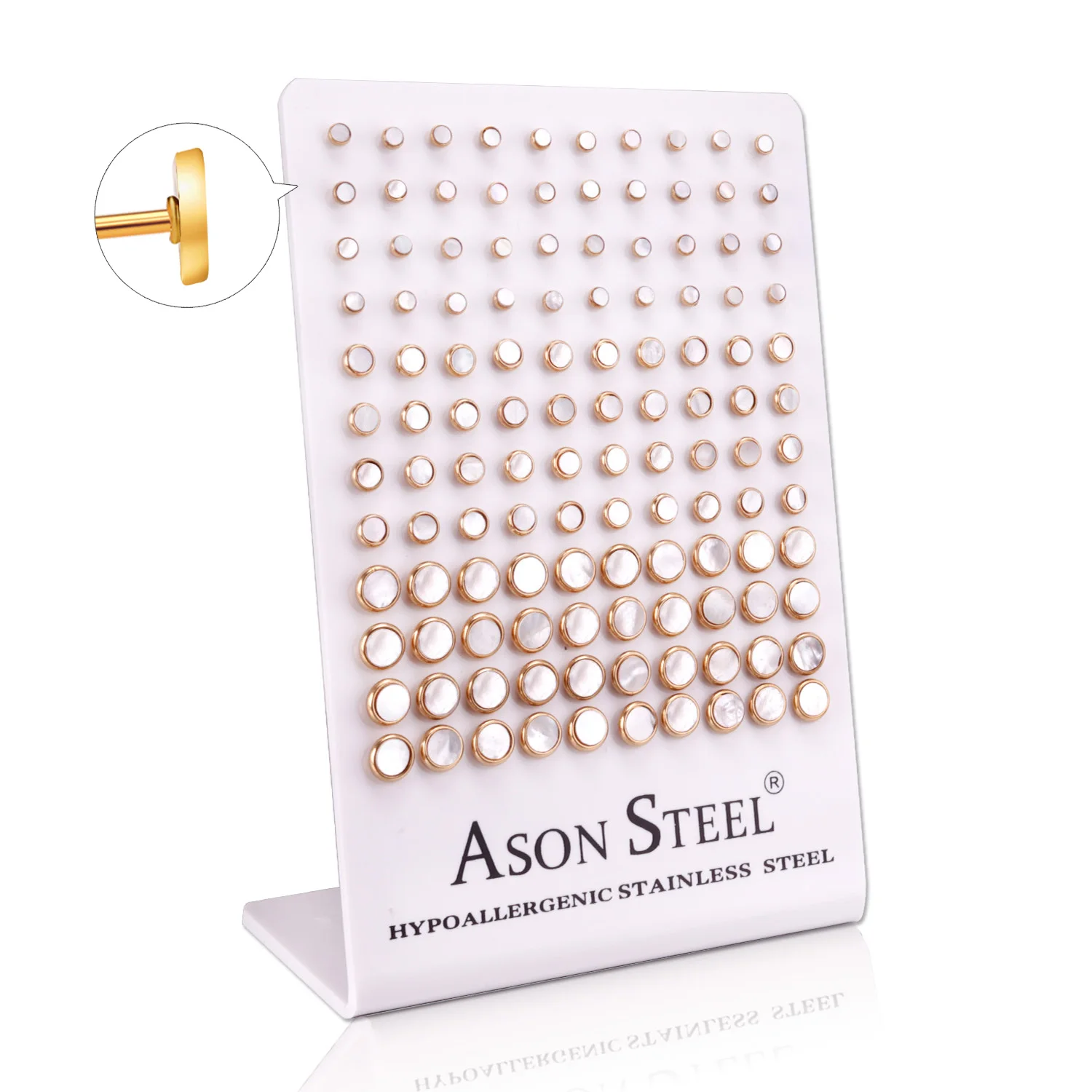 ASONSTEEL Wholesale 60Pairs/lot Shell Stud Earrings Gold Color Earrings Jewelry Gift,High Quality