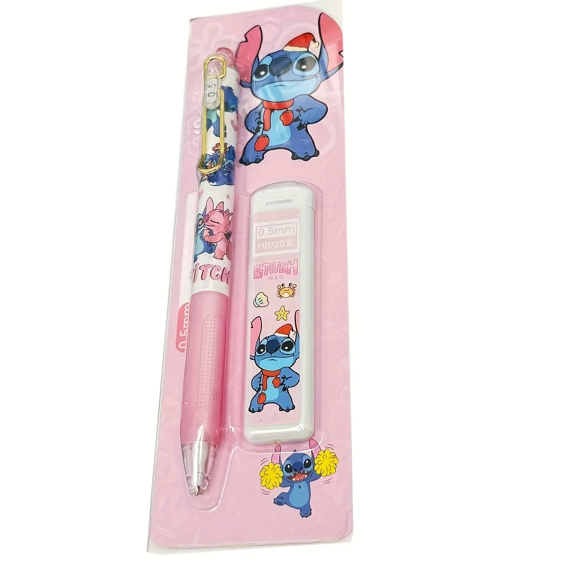 

Автоматический карандаш Disney Stitch, 1 шт./4 шт., 0,5 мм, поставляется с 20 сменными сердечками, подходит для ежедневного письма, идеальный праздничный подарок
