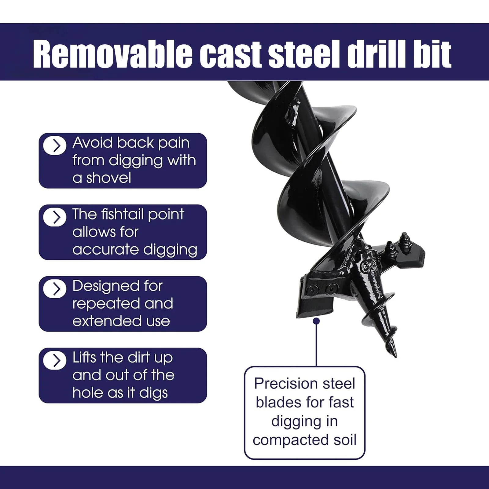 Earth Auger Garden Drill with Safety Bolt & Adapter, 800mm Earth Drill for Pile Well Drill, Excavation Work, Garden Spiral Drill