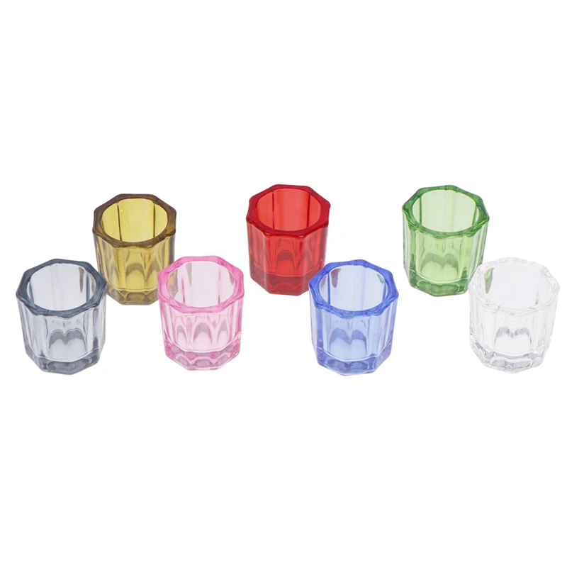 1pcs Dental Glass Mixing Bowl Octagonal Mixing Cup For Dental Powder Manicure Liquid Stirring Container Mixing Cup Tools