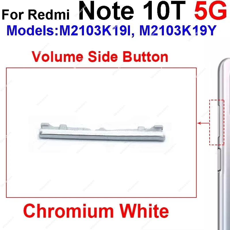 Volume Side Button For Xiaomi Redmi Note 10 10T 5G Volume Button