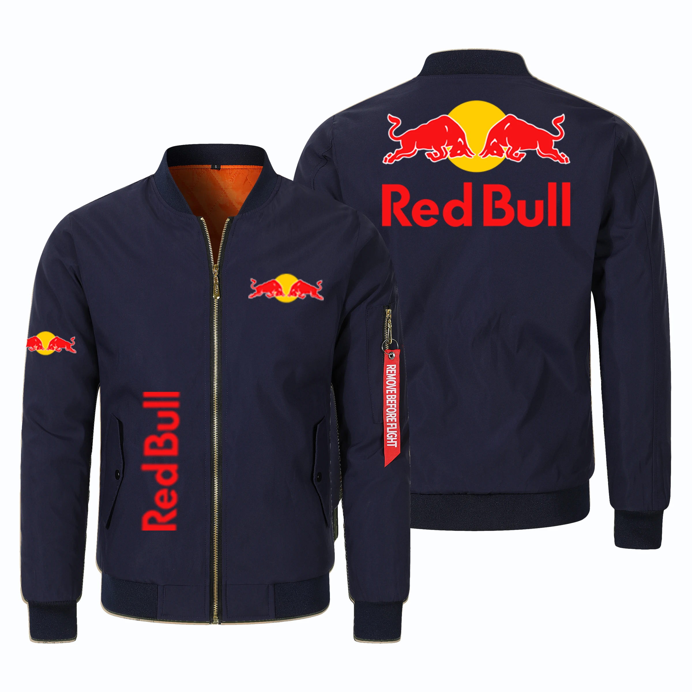 Red Bull Logo 2025 Men's Motorcycle Jacket Blazer Sports Zipper Jacket Red Bull Men's Spring Clothing Red Bull Logo Flight Jacke