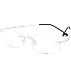 Anti Blue Light Titanium Alloy Rimless Square Myopia Glasses Women Men Rimless Prescription Eyeglasses -0.5 -0.75 -1.00 -6.00
