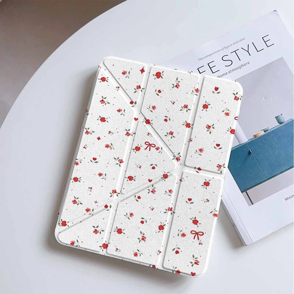 Vintage Red Rose Floral For Samsung Galaxy Tab A8 A9 A11 S6 S7 S8 S9 S10 FE Plus Lite Protective With Pen Slot Tablet Case