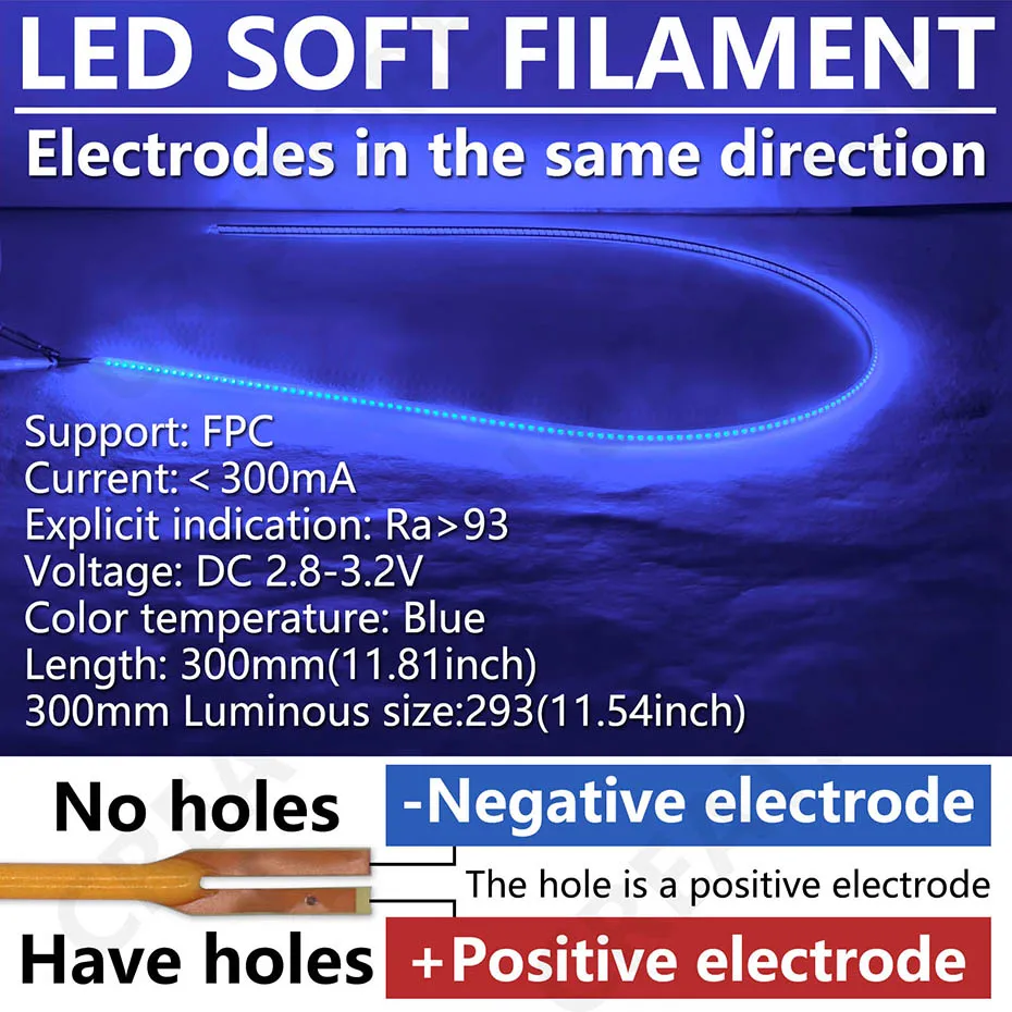300mm COB LED Flexible Filament DC3V für Retro Edison Glühbirne LED Filament Beleuchtung Zubehör DIY Diode Flexible Perlen Streifen – Detail 6