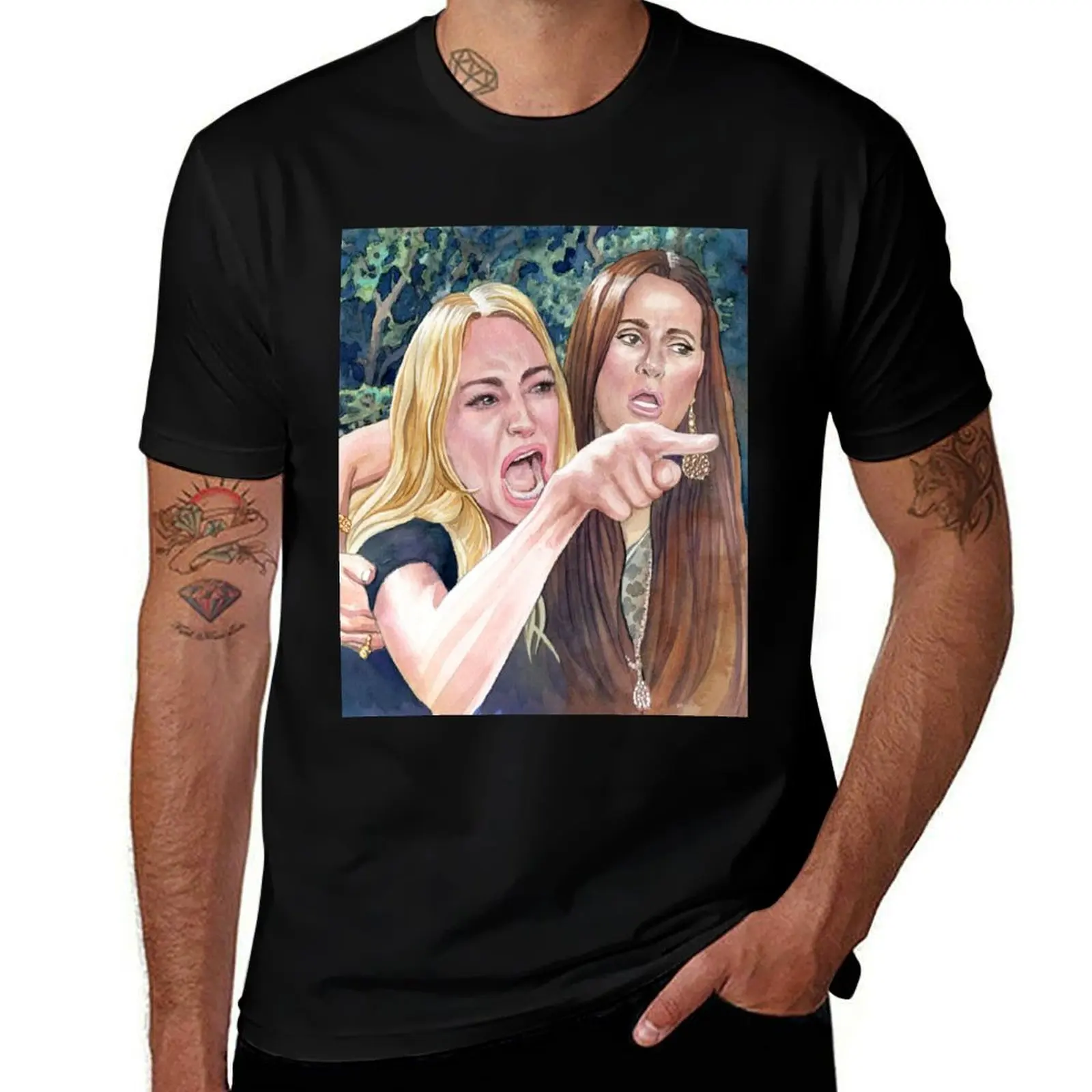Angry Woman Yelling at a Cat-5 T-Shirt High Quality Durable T-Shirt