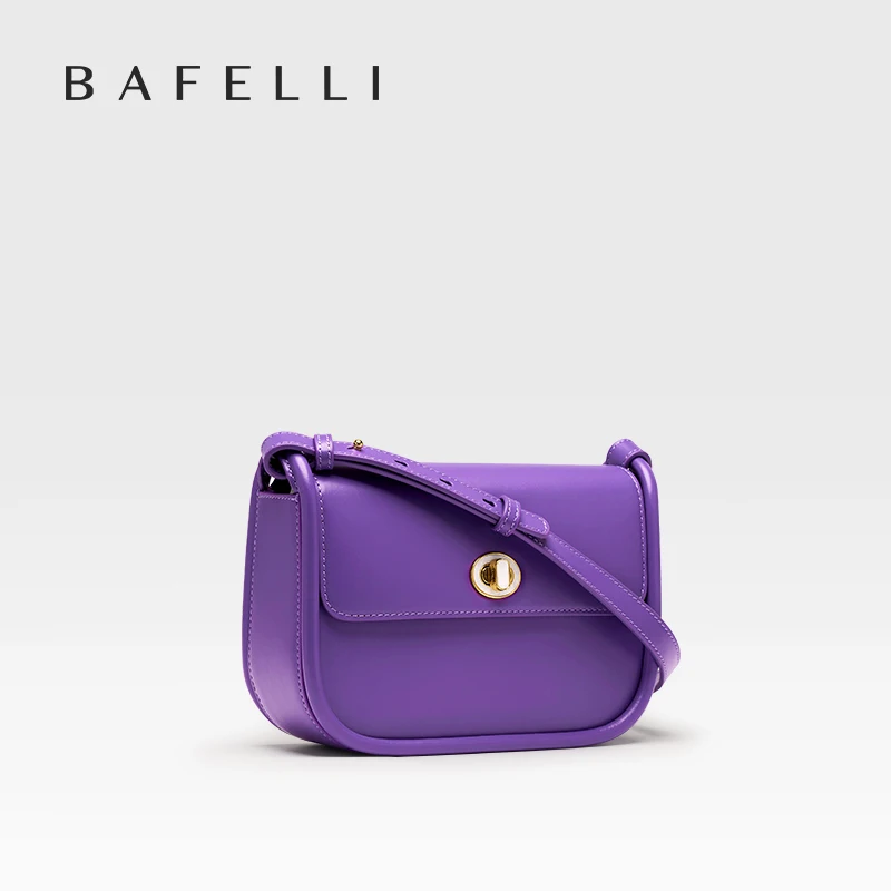 BAFELLI 2024 WOMEN\'S NEW TREND LEATHER SADDLE BAGS FASHION STYLE ORIGINAL DESIGNER LUXURY BRAND CASUAL CROSSBODAY PURSE SHOULDER